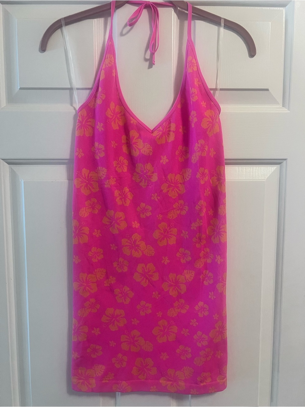 No Boundaries Pink and Yellow Floral Halter Chemise